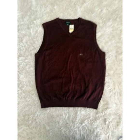Van Heusen Mens Burgundy Sleeveless V-Neck Sweater Vest M Cotton & Acrylic Blend - Picture 1 of 5
